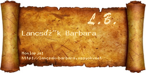 Lancsák Barbara névjegykártya